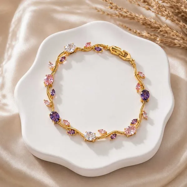 Purple_And_Pink_Alloy_Bracelet_For_Women