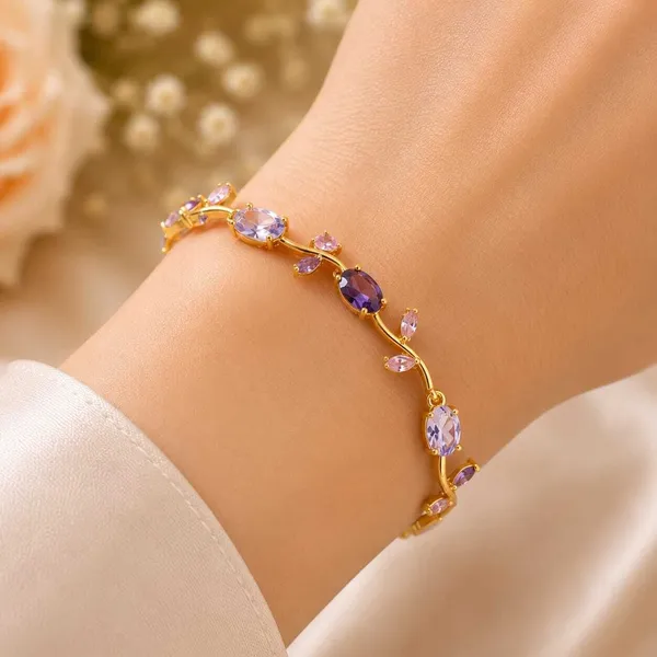 Purple_And_Pink_Alloy_Bracelet_For_Women