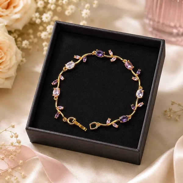 Purple_And_Pink_Alloy_Bracelet_For_Women