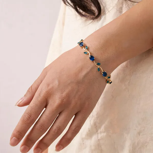 Blue_And_Gold_Alloy_Bracelet_For_Women