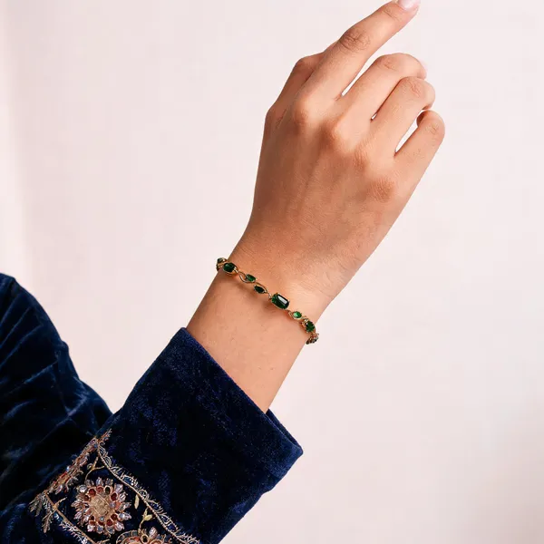 Gold_And_Green_Brass_Bracelet_For_Women