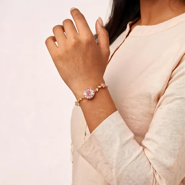 Pink_And_Gold_Stainless_Steel_Bracelet_For_Women