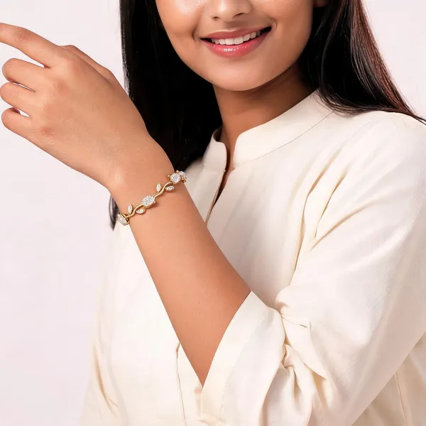 White_And_Gold_Metal_Bracelet_For_Women