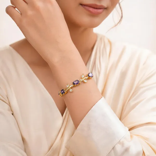 Lavender_And_Gold_Metal_Bracelet_For_Women