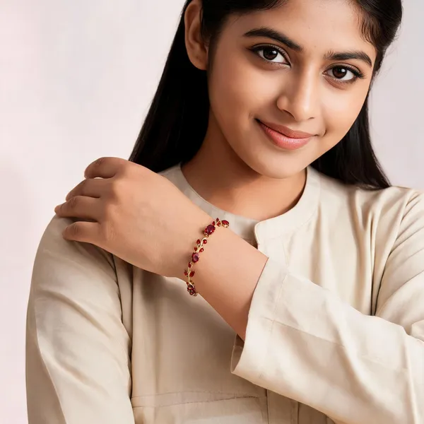 Gold_And_Red_Stainless_Steel_Bracelet_For_Women