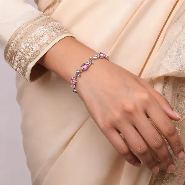 Silver_And_Pink_Metal_And_Alloy_Bracelet_For_Women