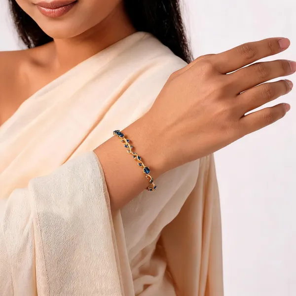 Gold_And_Blue_Stainless_Steel_Bracelet_For_Women