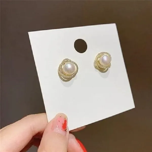 White_And_Gold_Alloy_Stud_Earring_For_Women_Pack_Of_2