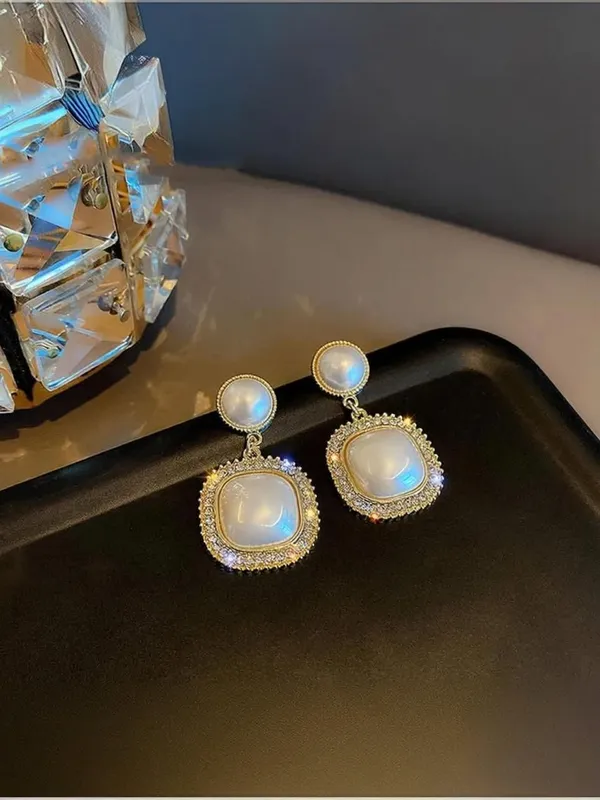 White_And_Gold_Alloy_Drop_Earrings_For_Women_Pack_Of_2
