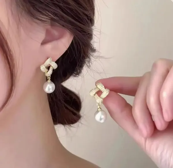 White_And_Gold_Alloy_Drop_Earrings_For_Women_Pack_Of_2