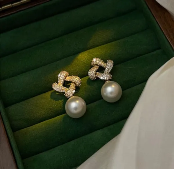 White_And_Gold_Alloy_Drop_Earrings_For_Women_Pack_Of_2