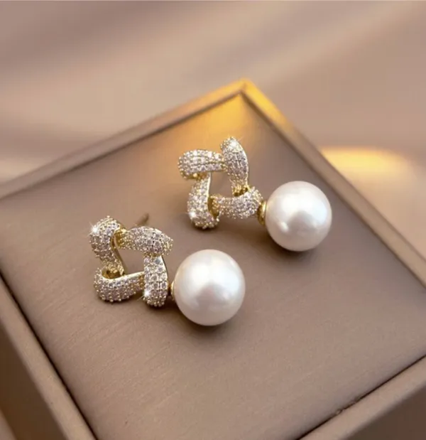 White_And_Gold_Alloy_Drop_Earrings_For_Women_Pack_Of_2