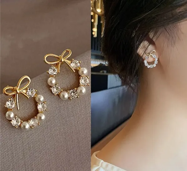 White_And_Gold_Alloy_Stud_Earring_For_Women_Pack_Of_2