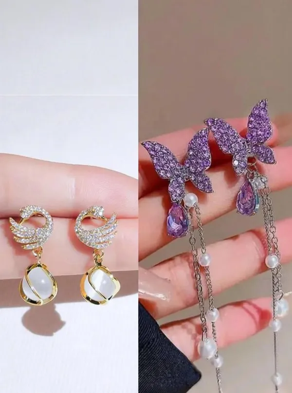 White_And_Purple_Alloy_Stud_Earring_For_Women