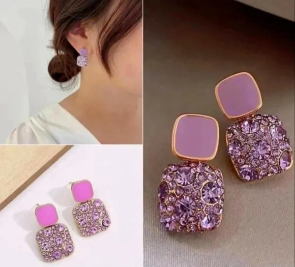 Gold_And_Purple_Alloy_Stud_Earring_For_Women