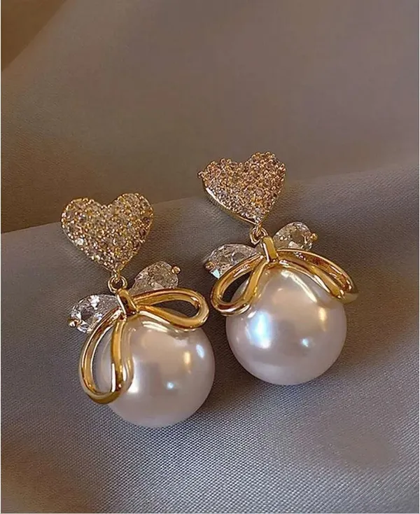White_And_Gold_Alloy_Stud_Earring_For_Women_Pack_Of_2
