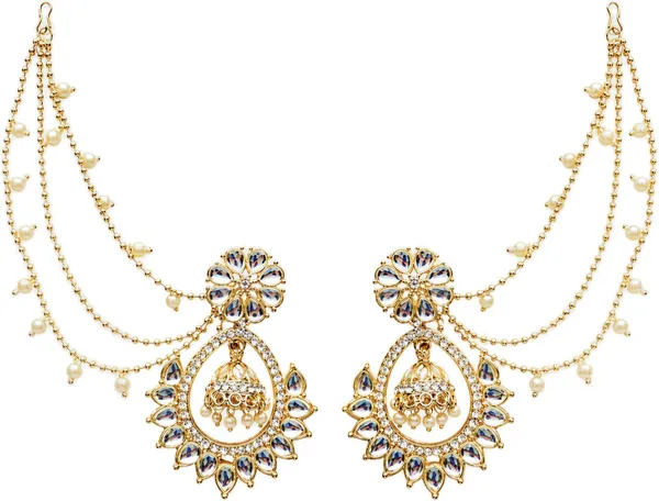Gold_And_White_Alloy_Jhumka_For_Women