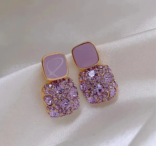 Gold_And_Purple_Alloy_Stud_Earring_For_Women