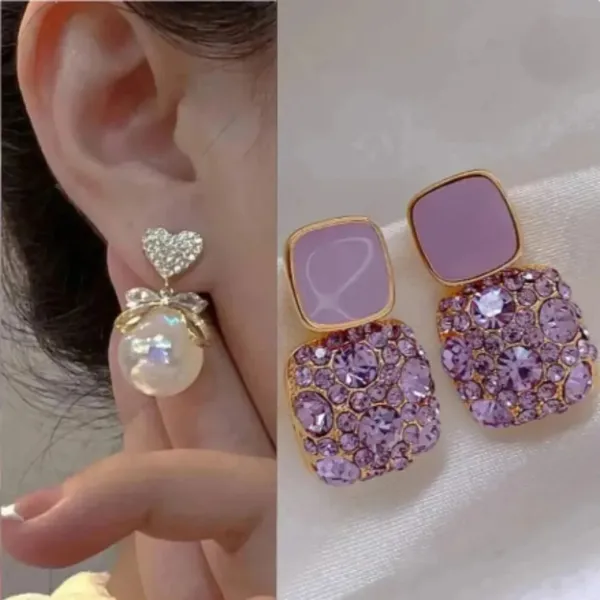 Gold_And_Purple_Brass_Stud_Earring_For_Women