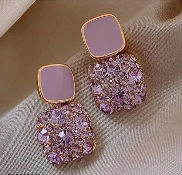 Gold_And_Purple_Brass_Stud_Earring_For_Women