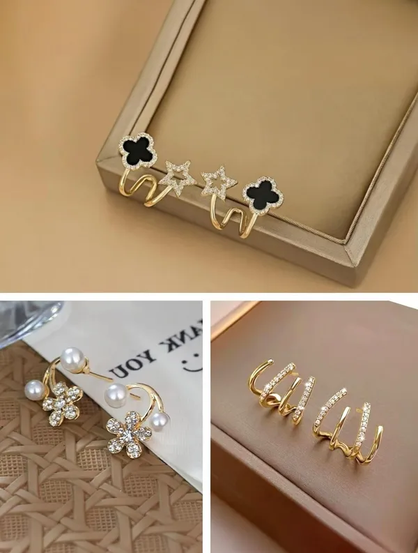 Gold_And_Black_Brass_Stud_Earring_For_Women