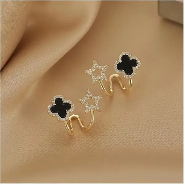 Gold_And_Black_Brass_Stud_Earring_For_Women