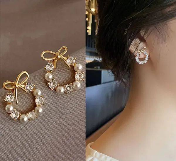 Purple_And_White_And_Bronze_And_Gold_Alloy_Stud_Earring_For_Women