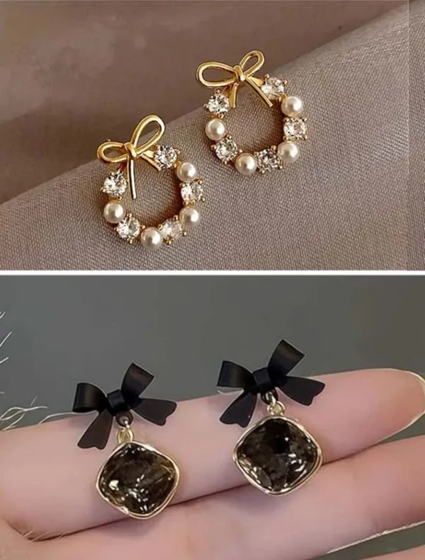 Gold_And_Black_And_White_Alloy_Stud_Earring_For_Women_Pack_Of_2