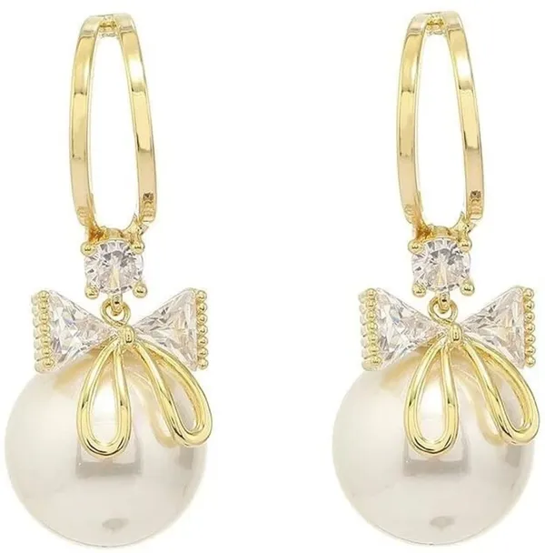 Gold_And_White_Alloy_Stud_Earring_For_Women