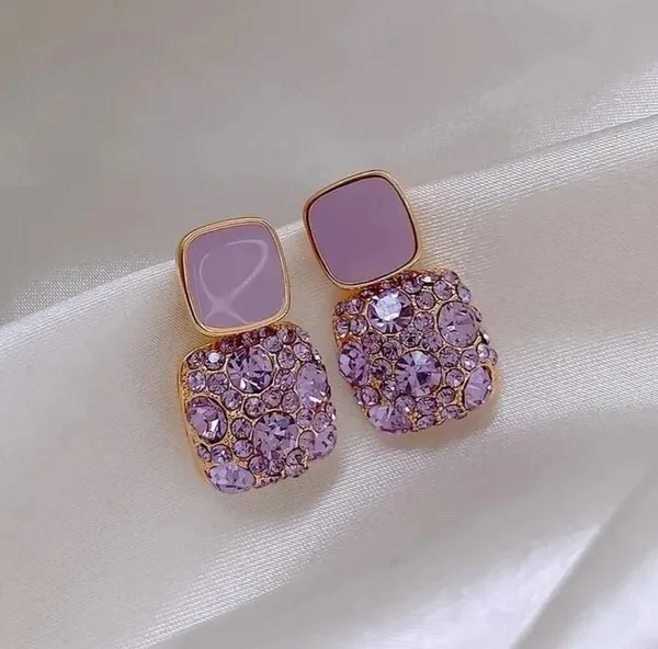 Gold_And_White_And_Purple_Alloy_Stud_Earring_For_Women