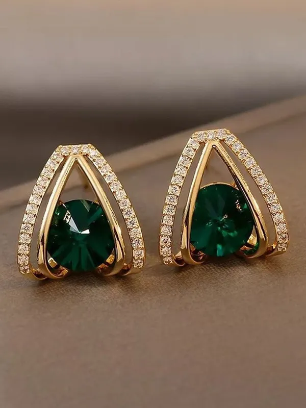 Gold_And_Green_Brass_Stud_Earring_For_Women_Pack_Of_2