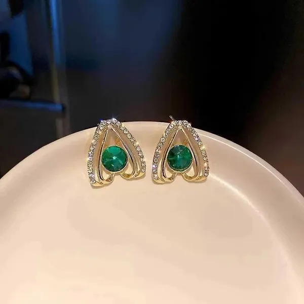 Gold_And_Green_Brass_Stud_Earring_For_Women_Pack_Of_2
