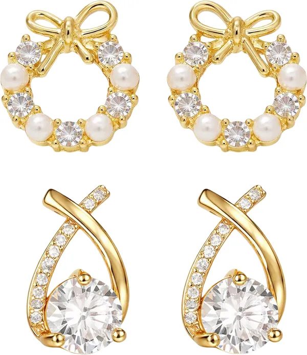 Gold_And_Multicolor_And_White_And_White_Alloy_Stud_Earring_For_Women_Pack_Of_2