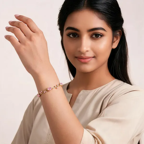 Pink_And_Gold_Stainless_Steel_Bracelet_For_Women