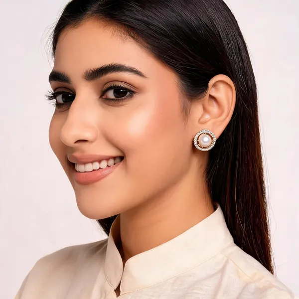 White_And_Gold_Alloy_Stud_Earring_For_Women_Pack_Of_2