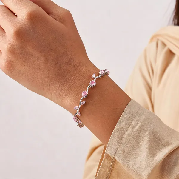 Pink_And_Silver_Stainless_Steel_Bracelet_For_Women