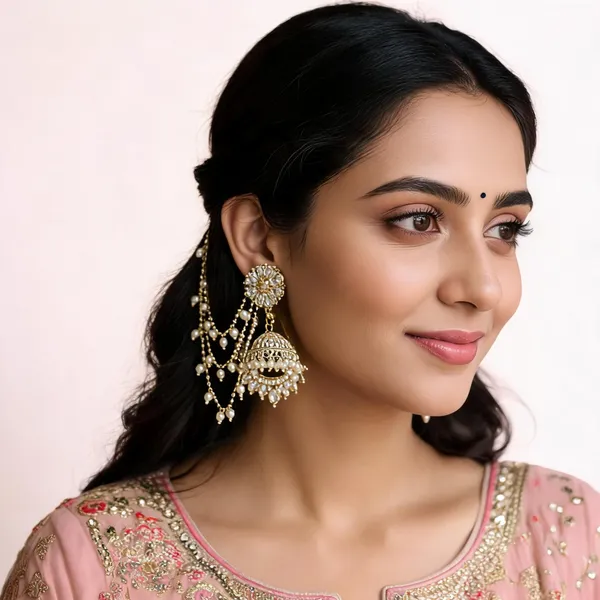 Gold_And_White_Alloy_Jhumka_For_Women