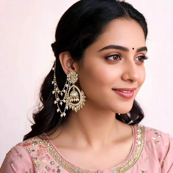 Gold_And_White_Alloy_Jhumka_For_Women