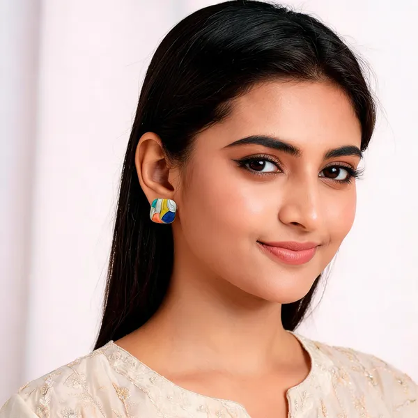 Multicolor_Brass_Stud_Earring_For_Women