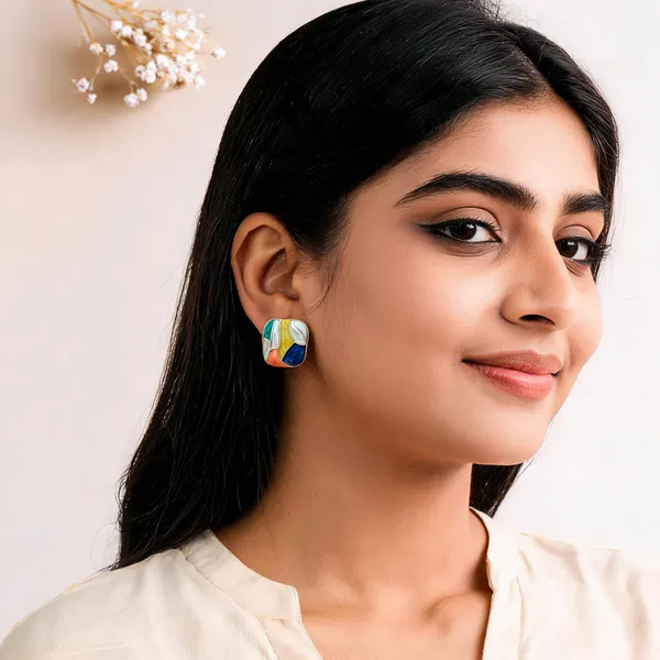 Multicolor_Brass_Stud_Earring_For_Women