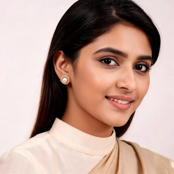 Gold_And_White_Brass_Stud_Earring_For_Women