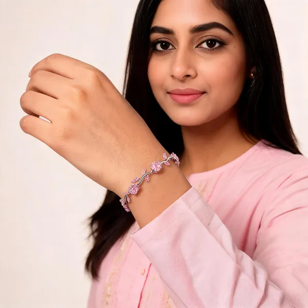 Pink_And_Silver_Stainless_Steel_Bracelet_For_Women