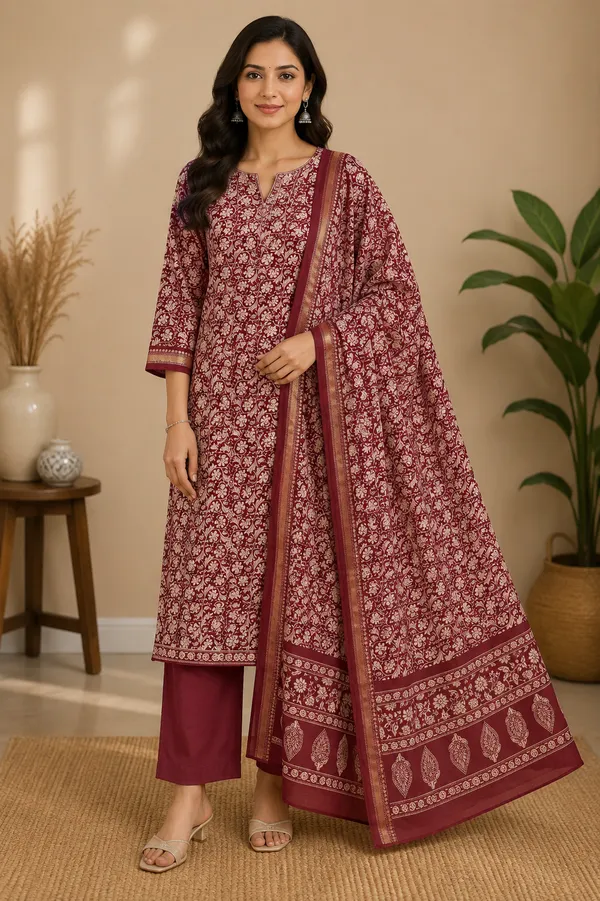 Maroon_Maheshwari_Gadwal_Paisley_Print_Unstitched_Suit_For_Women