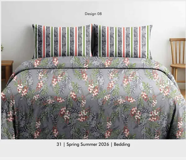 Pure_Cotton_Floral_Print_Grey_Double_Bedsheet