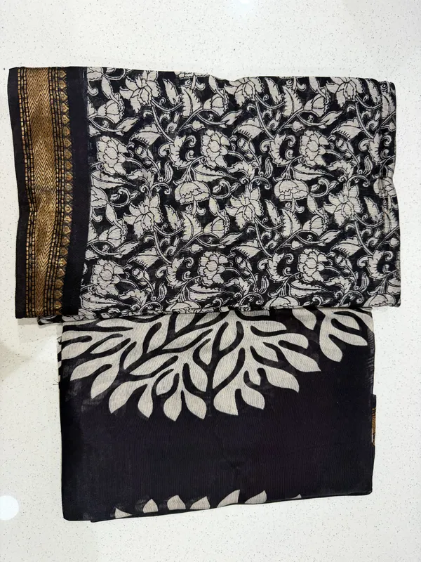 Black_Maheshwari_Gadwal_Floral_Print_Unstitched_Suit_For_Women