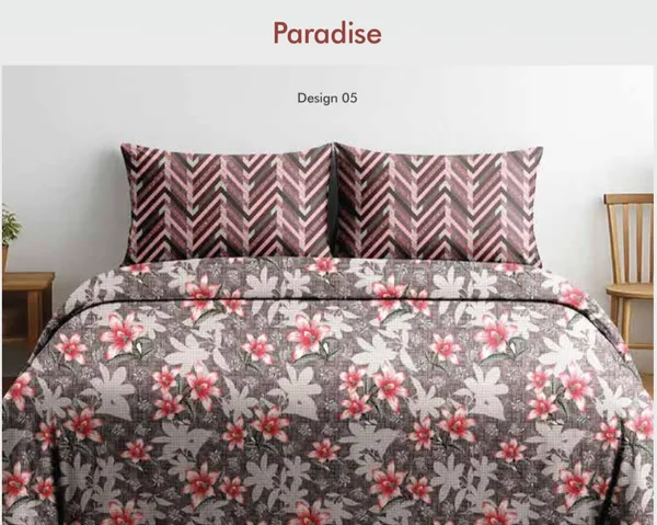 Pure_Cotton_Traditional_Paisley_Print_Grey_Red_Double_Bedsheet