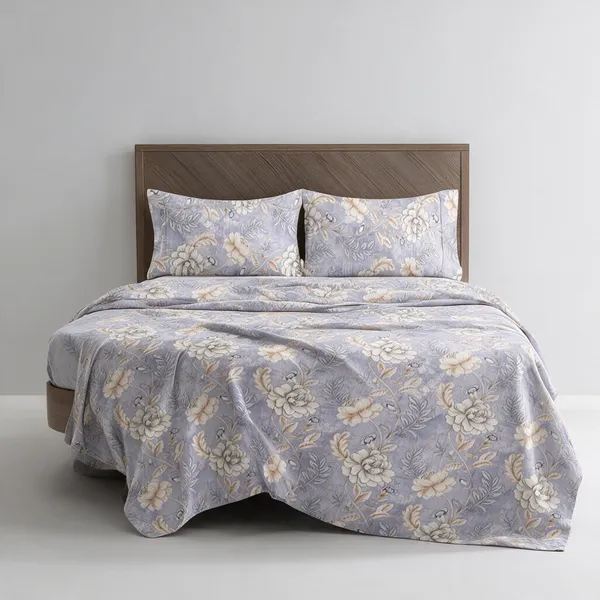 Pure_Cotton_Floral_Print_Lavender_Blue_Double_Bedsheet