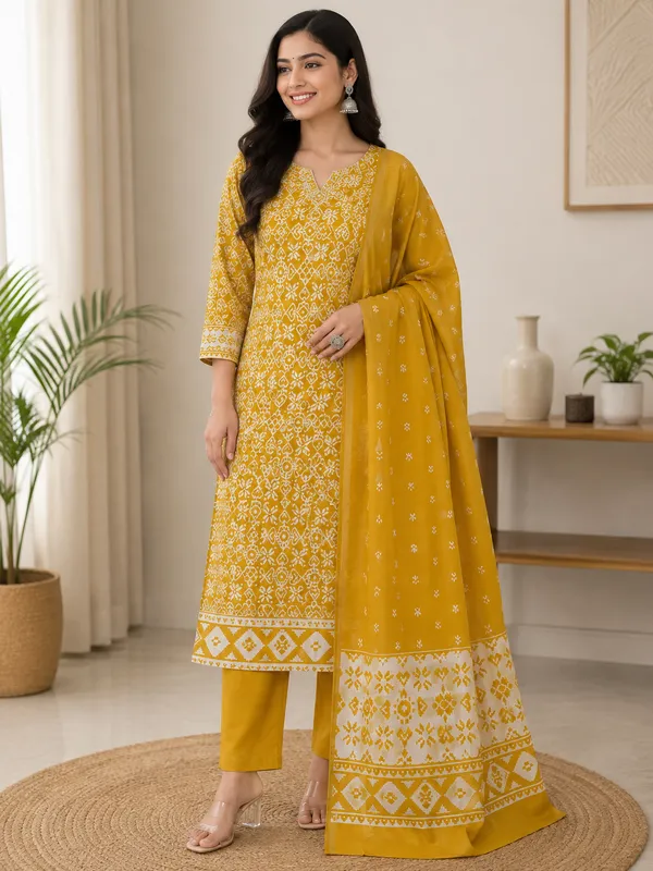Mustard_Yellow_Maheshwari_Gadwal_Printed_Unstitched_Suit_For_Women