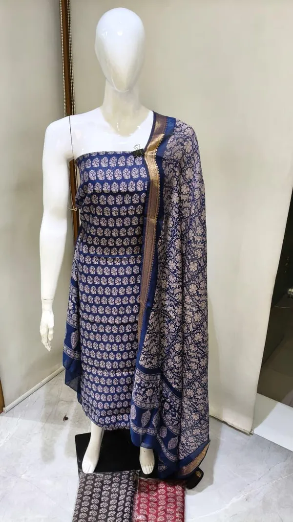 Navy_Blue_Maheshwari_Gadwal_Floral_Print_Unstitched_Suit_For_Women
