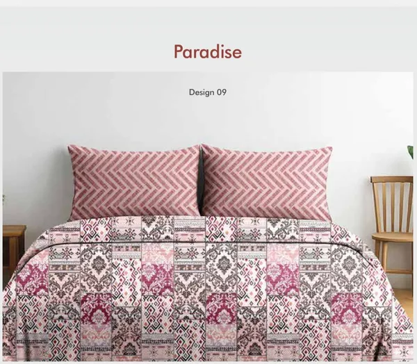 Pure_Cotton_Geometric_Patchwork_Print_Pink_Double_Bedsheet